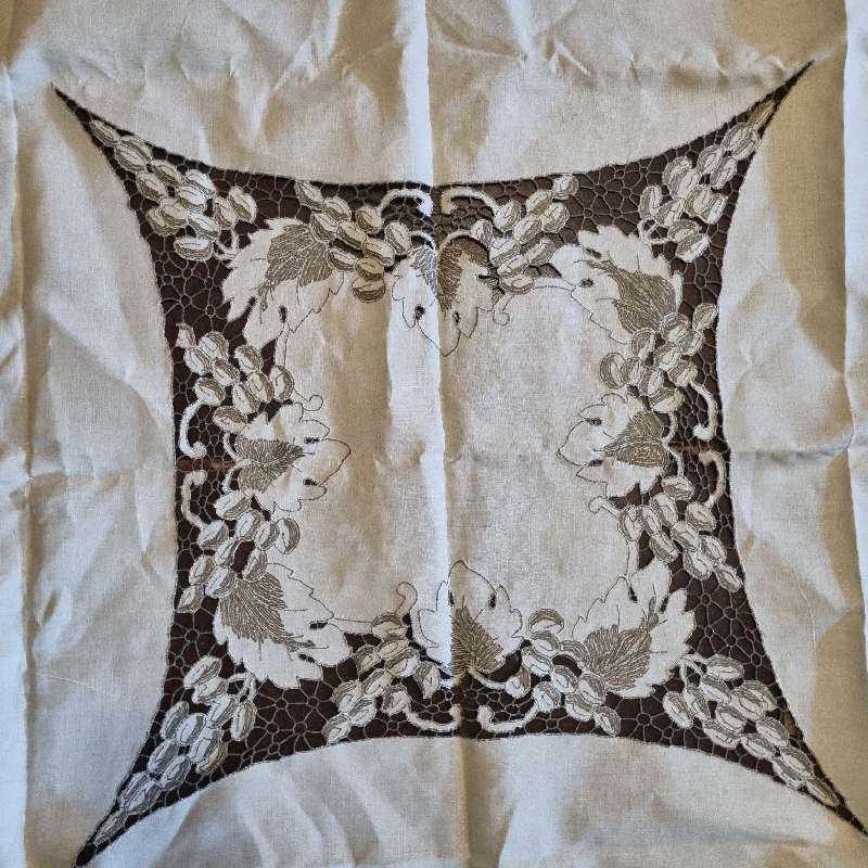Beautiful Vintage Fabric Tablecloth - Size - 1.2m x 1.2m