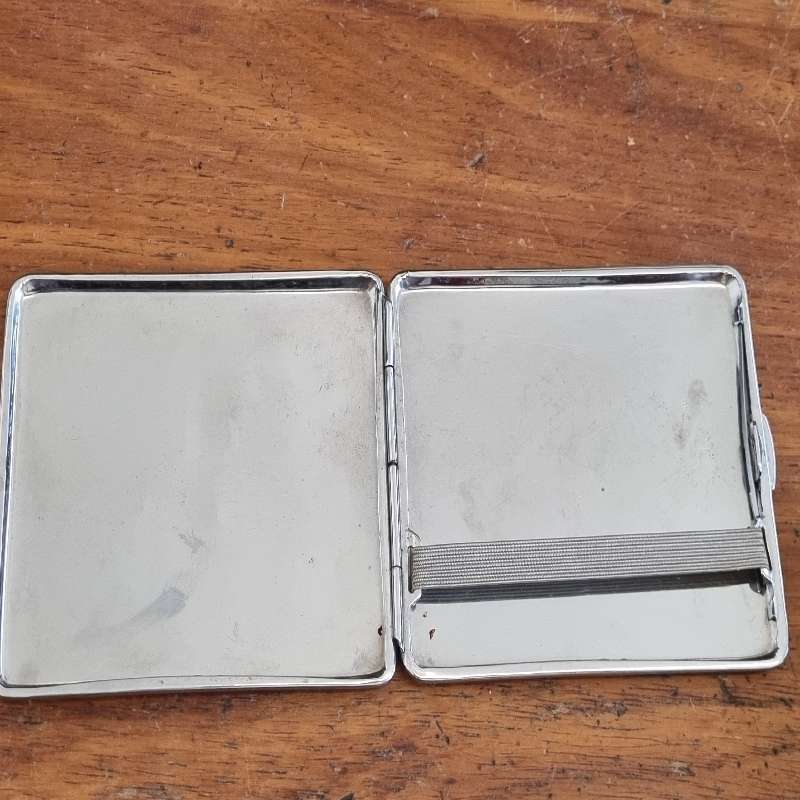 Vintage 1970`s Emu Brand Chrome Plated Cigarette Case - Made in England - Greyhound / Whippet detail