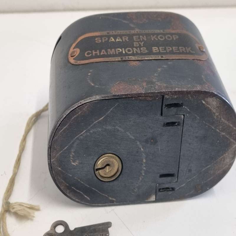 Antique Money Box with key - Buy and Save at Champions Limited / Spaar en Koop by Champions Beperk