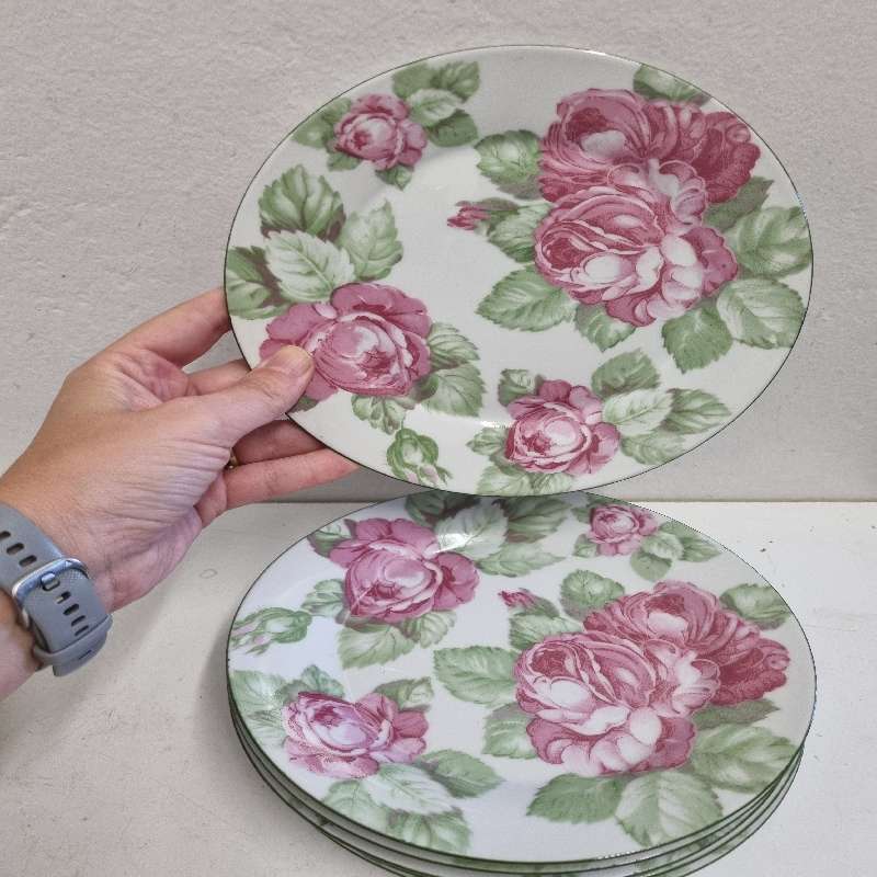 6 x Wiesenthal Porcelain Cake Plate - Made in Germany - Diameter - 19.5cm - Beautiful Rose detail