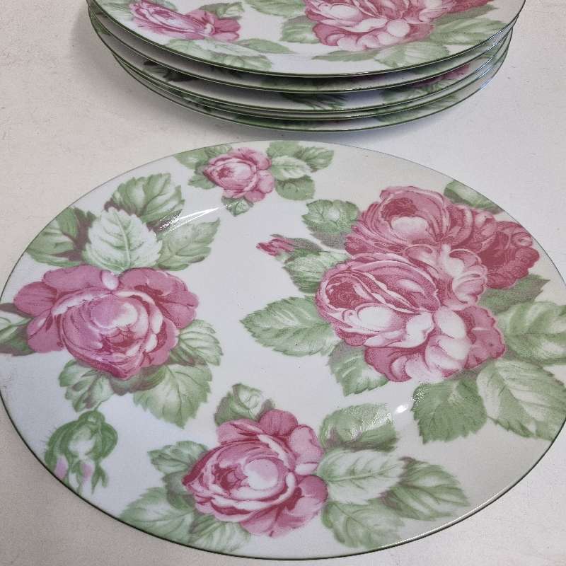 6 x Wiesenthal Porcelain Cake Plate - Made in Germany - Diameter - 19.5cm - Beautiful Rose detail