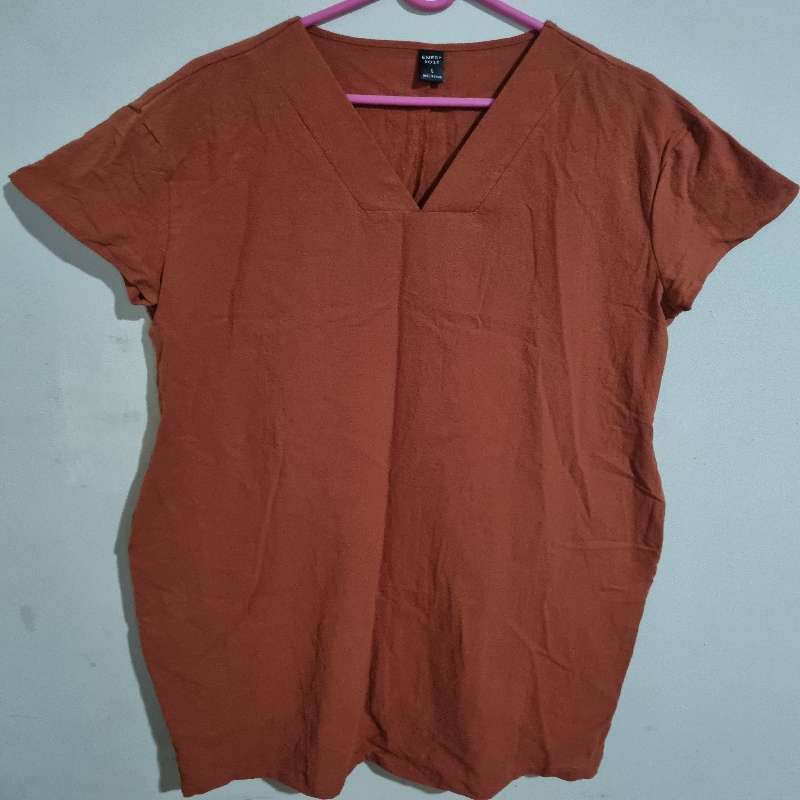 Burnt Orange Dress with Pockets - Emery Rose - Size L