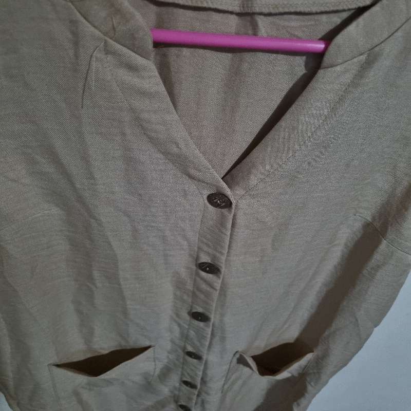 Long Button Down Dress with pockets and side slits - Size L - Shein