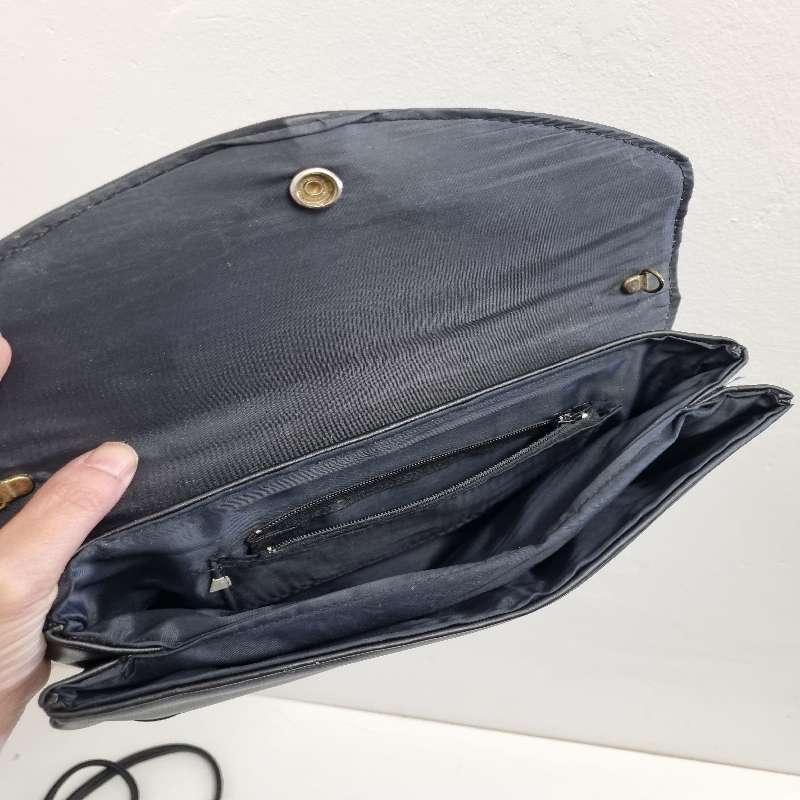 Vintage Black Clutch Bag / Handbag with strap - Retro Find