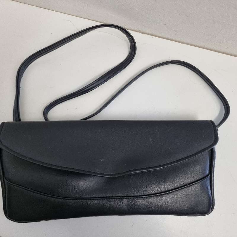 Vintage Black Clutch Bag / Handbag with strap - Retro Find