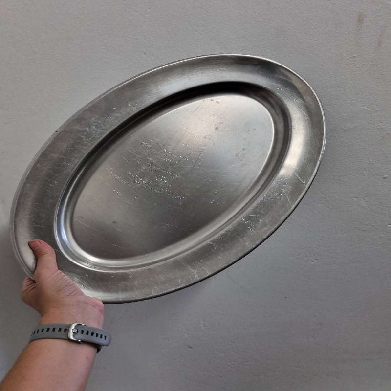 2 x Very Large Stainless Steel Serving Trays