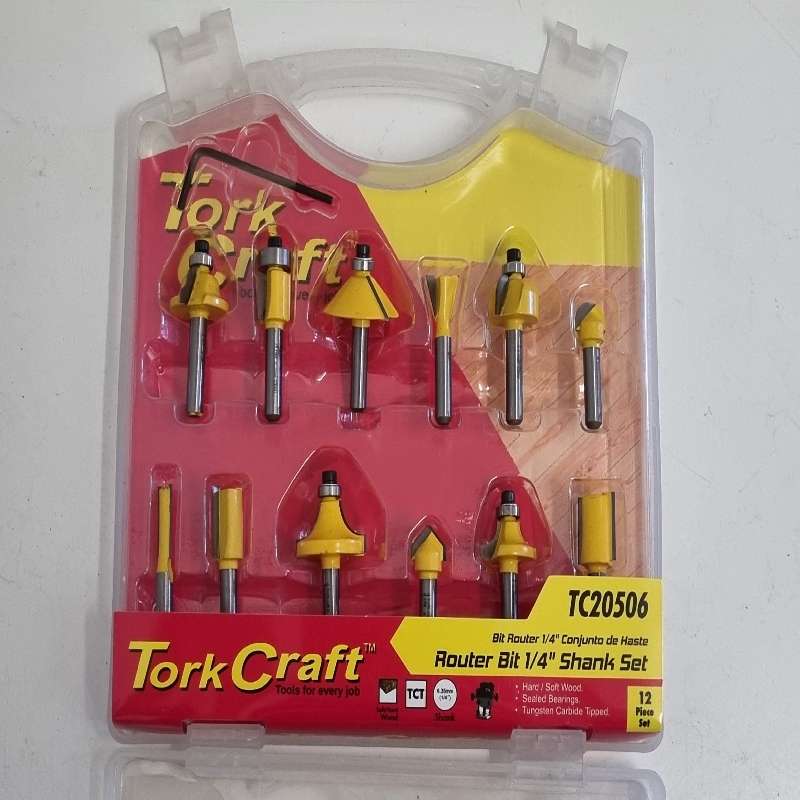 Tork Craft Router Bit 1/4" Shank Set - 12 Piece