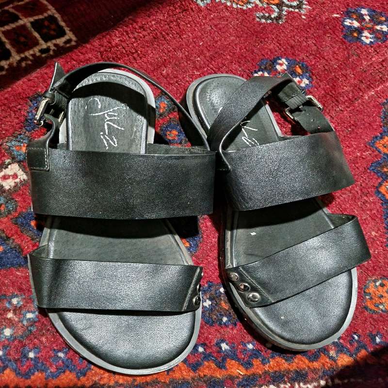 Julz Black Leather Sandals  Size 7 / 40