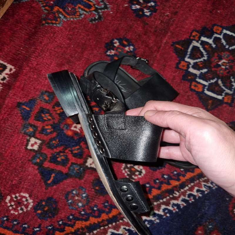 Julz Black Leather Sandals  Size 7 / 40