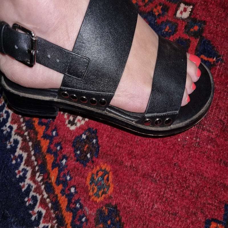 Julz Black Leather Sandals  Size 7 / 40