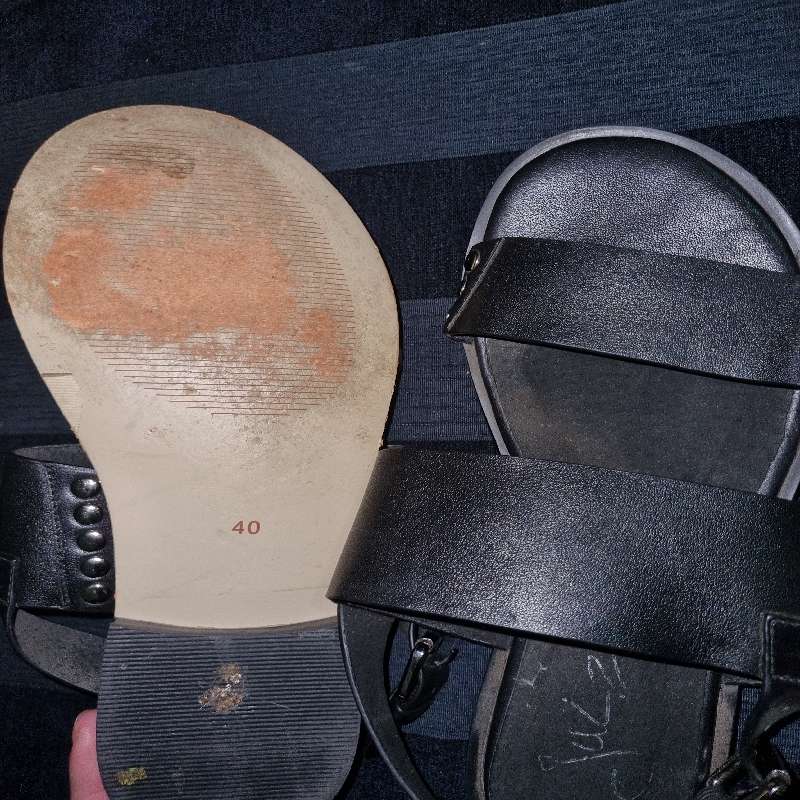 Julz Black Leather Sandals  Size 7 / 40