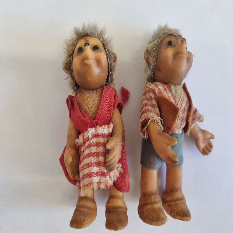 Vintage Collectible Steiff Mucki and Macki Hedgehog Dolls -  1960