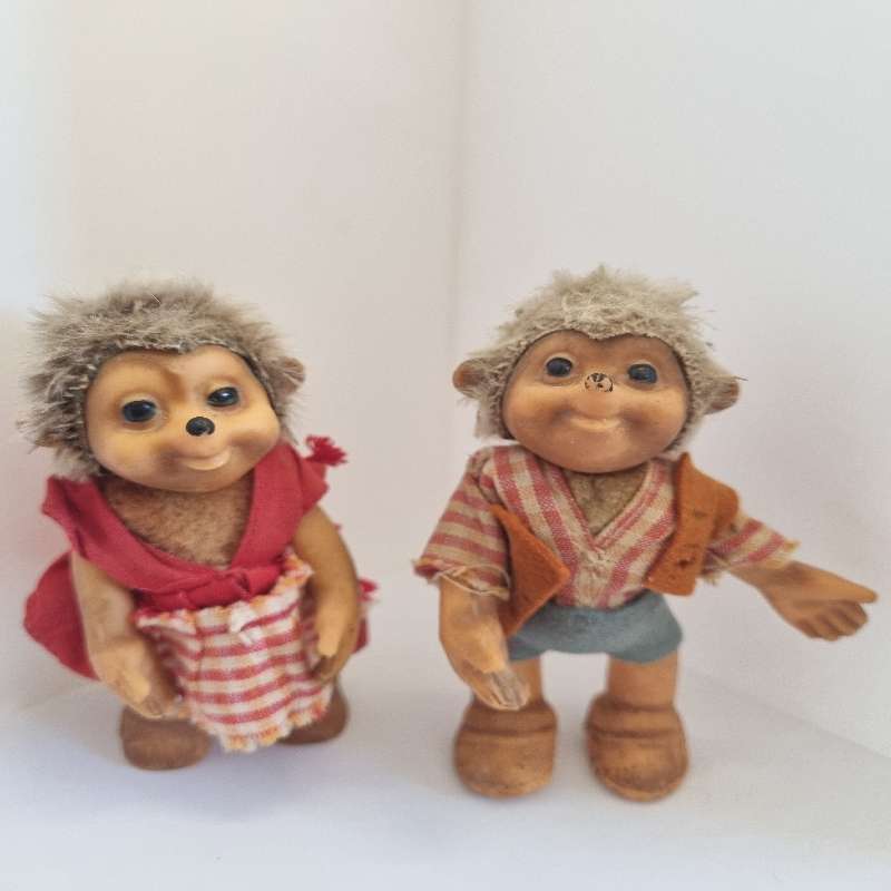 Vintage Collectible Steiff Mucki and Macki Hedgehog Dolls -  1960