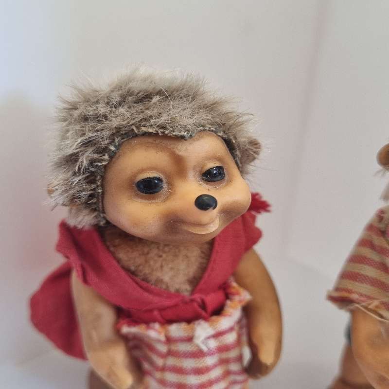 Vintage Collectible Steiff Mucki and Macki Hedgehog Dolls -  1960