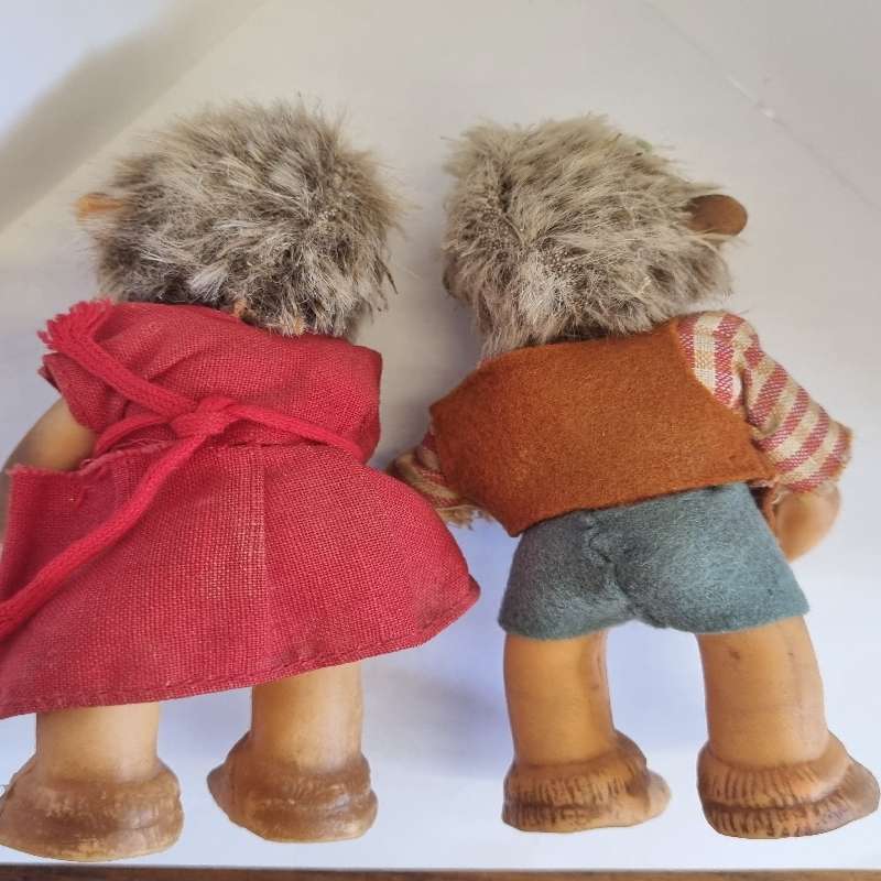 Vintage Collectible Steiff Mucki and Macki Hedgehog Dolls -  1960