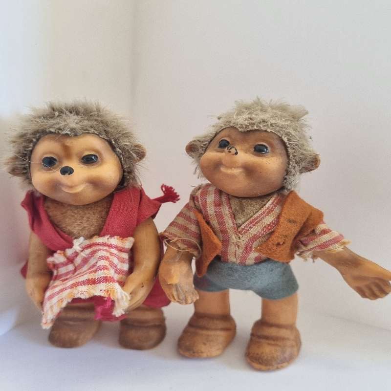 Vintage Collectible Steiff Mucki and Macki Hedgehog Dolls -  1960