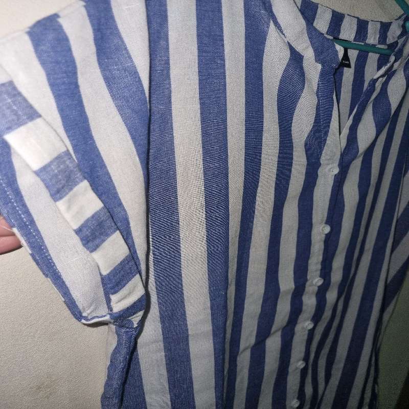 Blue and White Striped shirt dress - Size XL - Emery Rose - Linen Feel