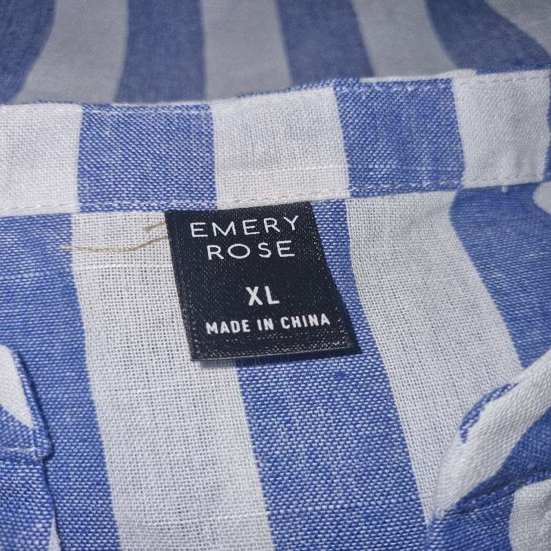 Blue and White Striped shirt dress - Size XL - Emery Rose - Linen Feel