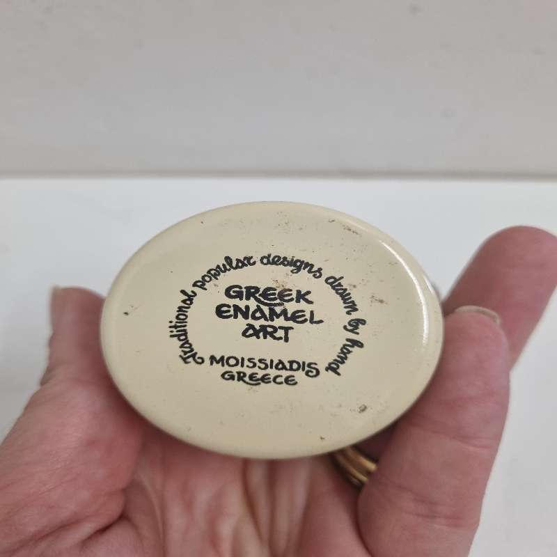 Small Enamel Container / Toothpick holder - Greek Enamel Art
