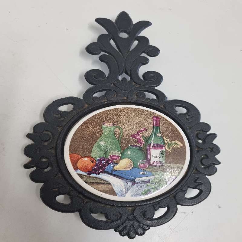 Vintage Japanese Cast Iron Trivet with Tile