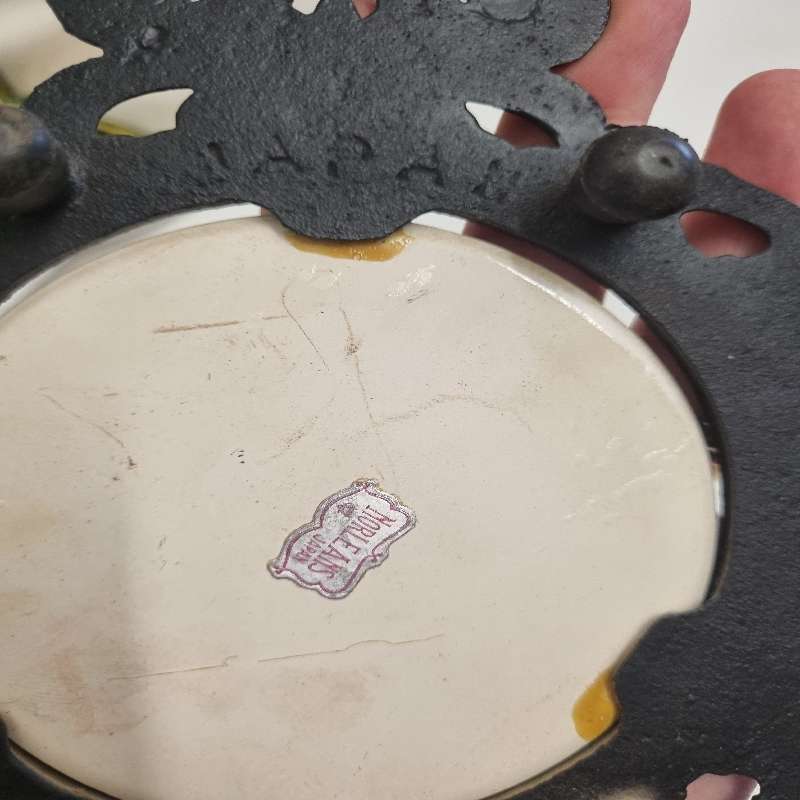 Vintage Japanese Cast Iron Trivet with Tile