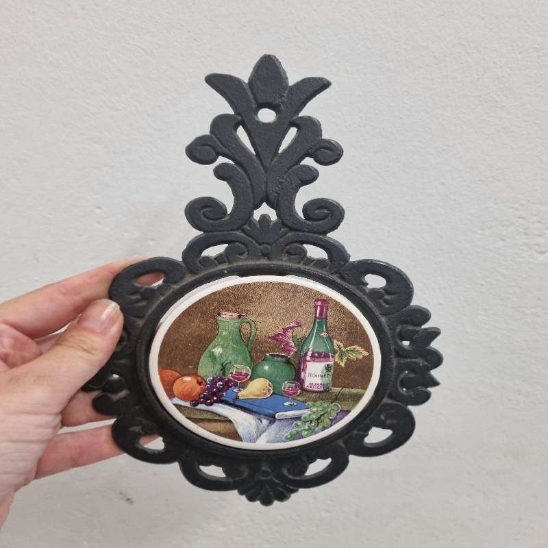 Vintage Japanese Cast Iron Trivet with Tile