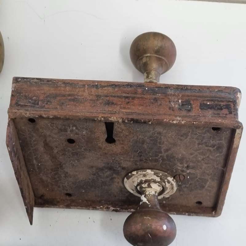 Large Vintage Door handle lot - Brass Knobs and badges