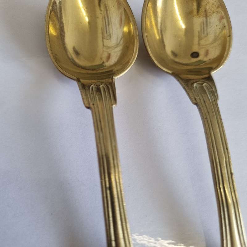 2 x Vintage Gold Coloured teaspoons