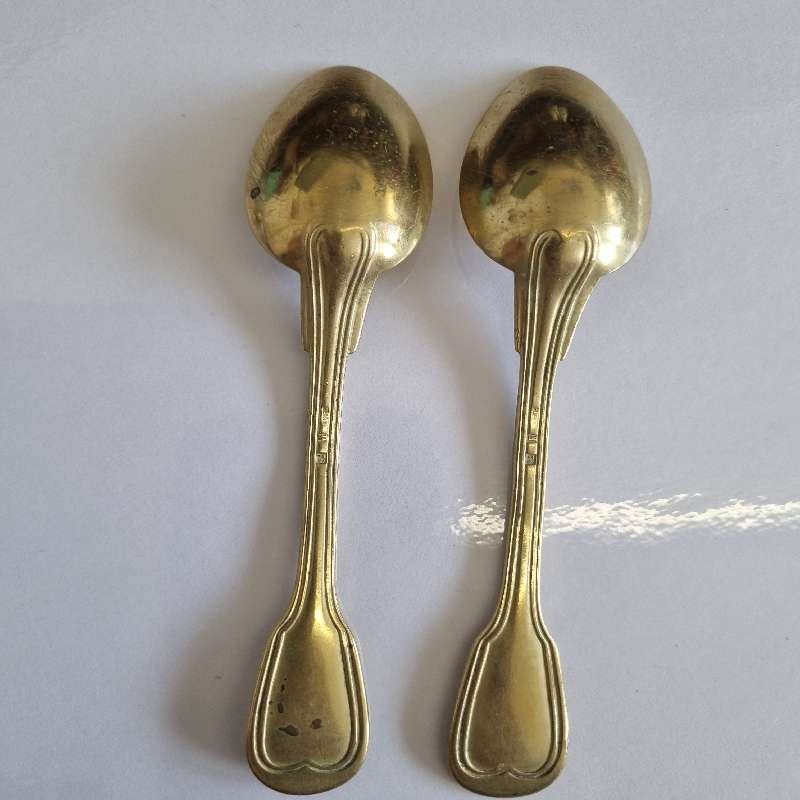 2 x Vintage Gold Coloured teaspoons
