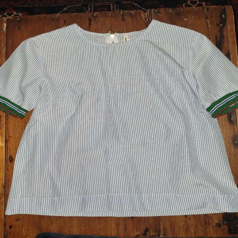 Stradivarius striped top with retro sleeve detail - Size M
