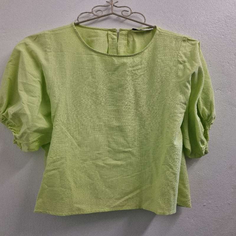 Woolworths Lime Green Shirt with interesting puffy sleeves - Size S
