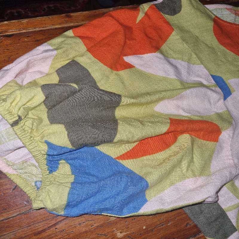 Woolworths colourful cotton blend top with puffy sleeves - Size S