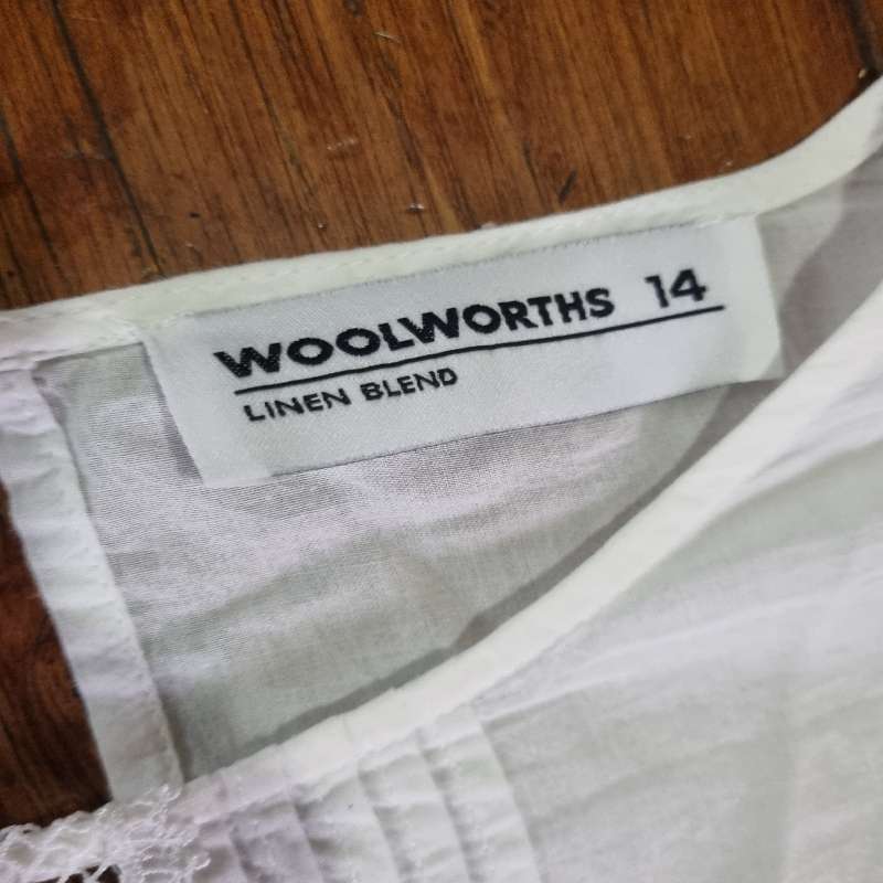 Woolworths Linen Blend White shirt - Size 14