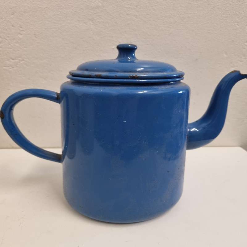 Beautiful Blue Enamel Kettle - Lots of character