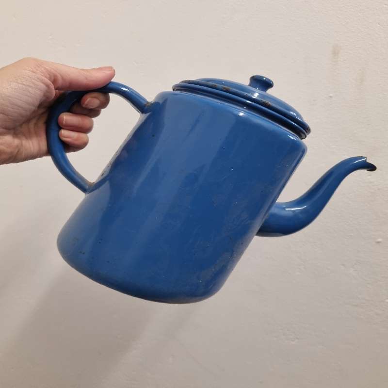 Beautiful Blue Enamel Kettle - Lots of character