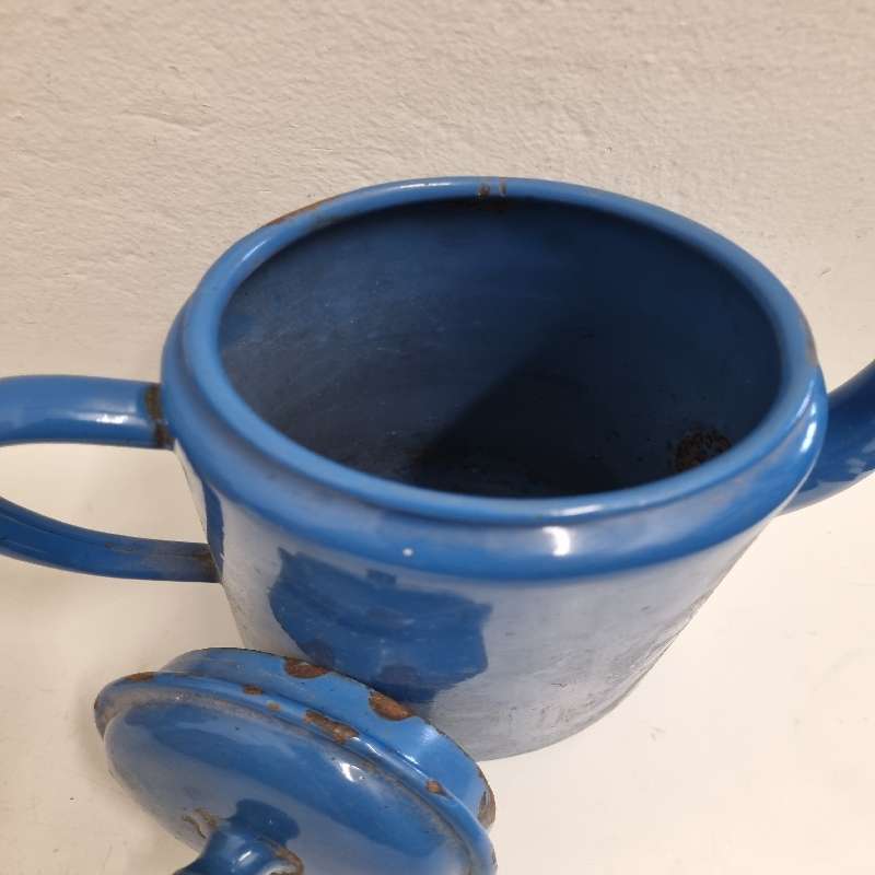 Beautiful Blue Enamel Kettle - Lots of character