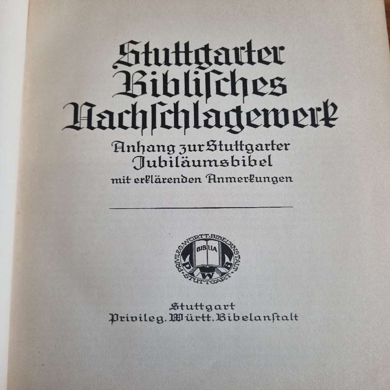 Stuttgarter Biblisches Nachschlagewerk - Beautiful Large Vintage Book - 1932