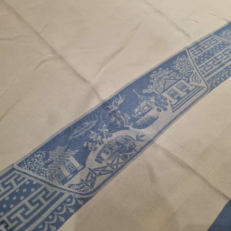 Beautiful Large Vintage Tablecloth - Blue and White - Great Detail - 1.7m x 2.1m - Some minor marks