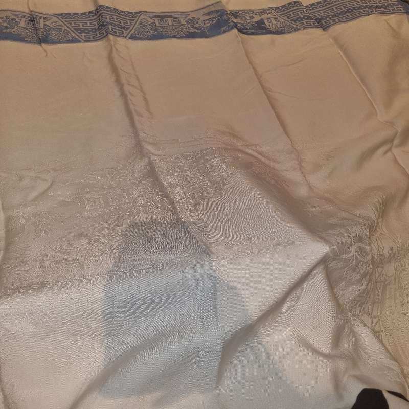Beautiful Large Vintage Tablecloth - Blue and White - Great Detail - 1.7m x 2.1m - Some minor marks