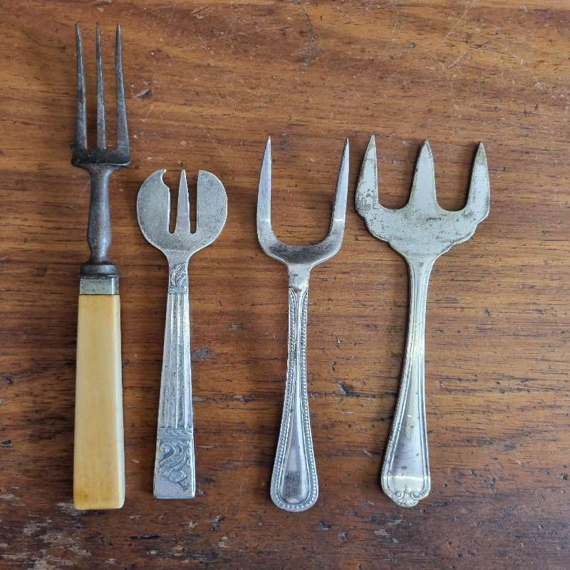 4 x Vintage Interesting forks - EPNS & bone handle