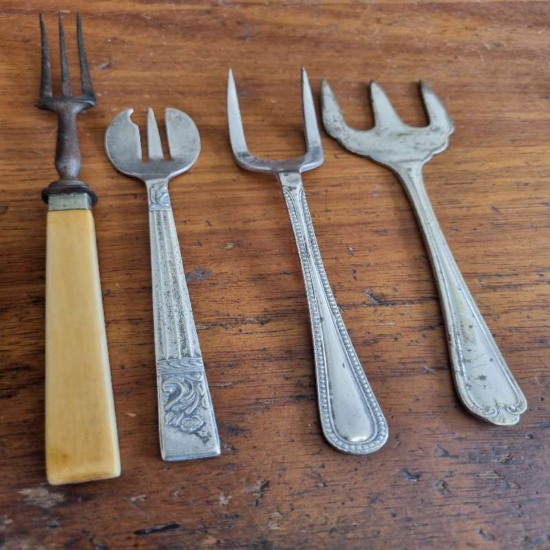 4 x Vintage Interesting forks - EPNS & bone handle