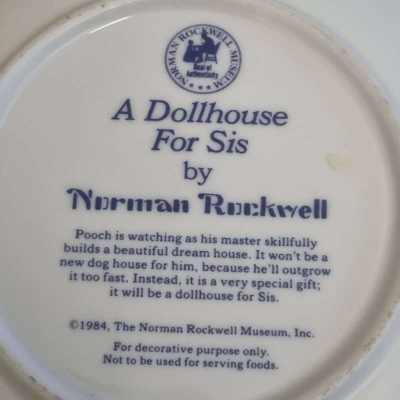 Norman Rockwell Plate - A Dollhouse For Sis - Diameter - 16.5cm