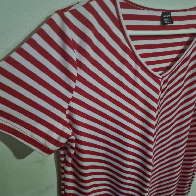 Red and White Striped Shein Dress - Size XL