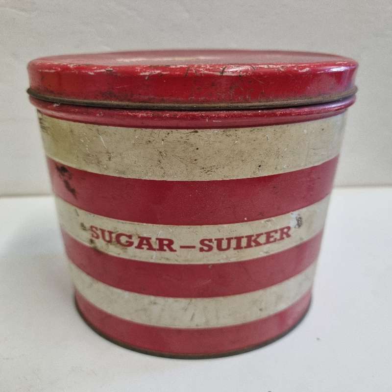 Vintage Red and White Goodhope Ware Sugar Tin