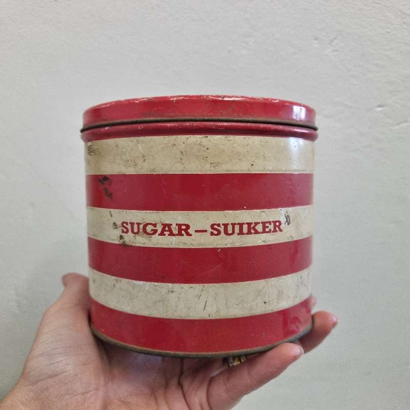 Vintage Red and White Goodhope Ware Sugar Tin