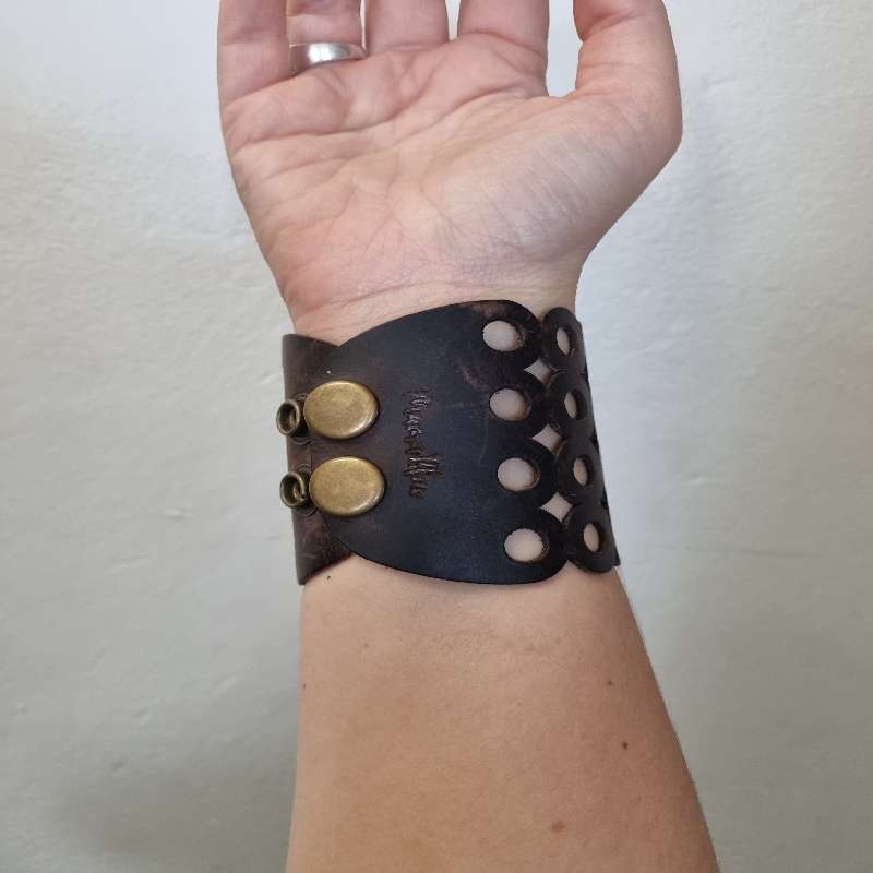 Leather Bracelet with brass studs