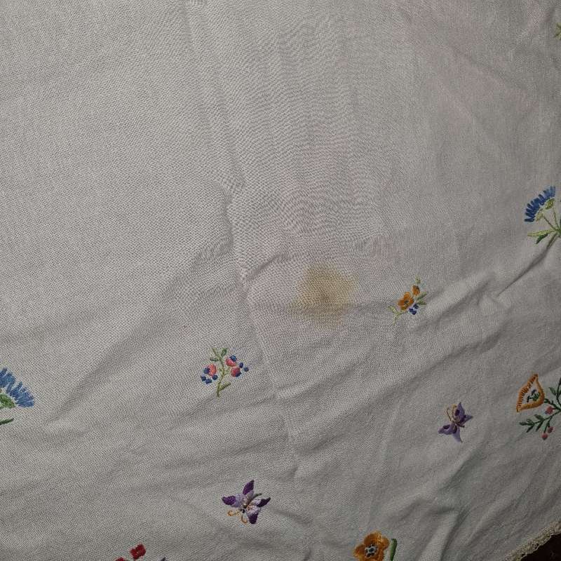 Beautiful Vintage Embroidered Tablecloth - See pictures - Has some marks -105 x 105cm