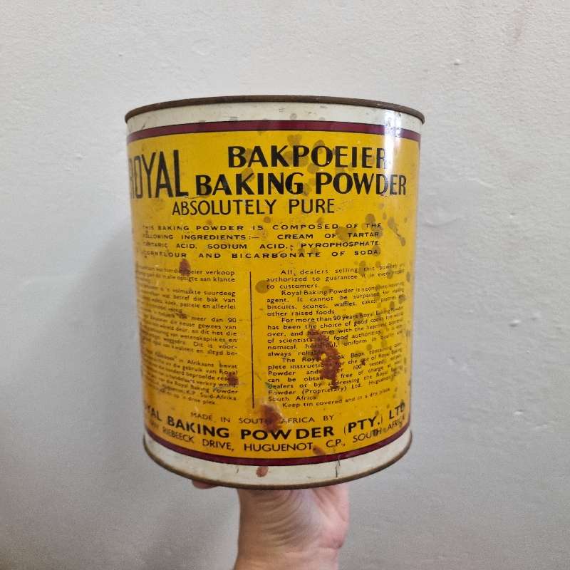 Antique tin - Vintage Royal Baking Powder Tin 5lb. Net made in South Africa - Rare Find!!