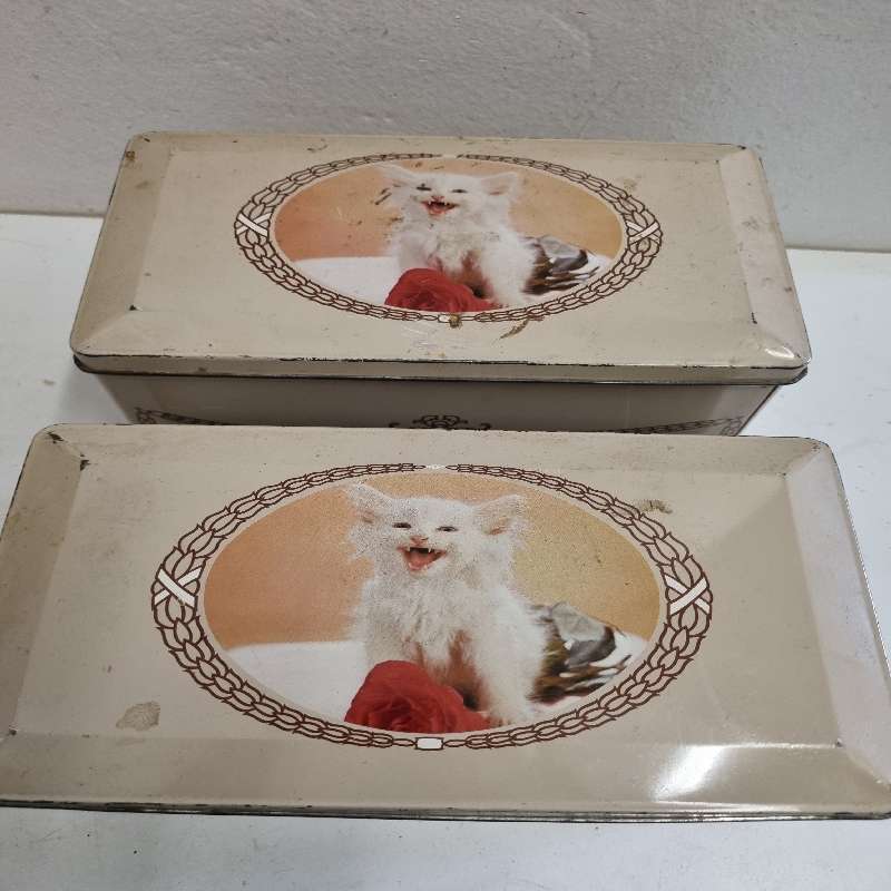 Vintage Tins - 2 x Pyotts Biscuits Tins with cat detail