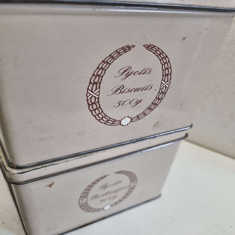 Vintage Tins - 2 x Pyotts Biscuits Tins with cat detail